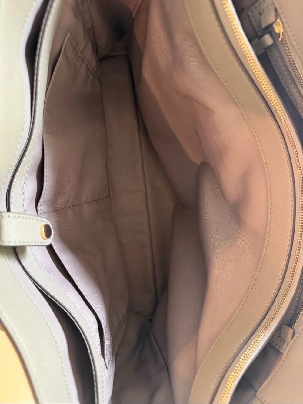 Tory Burch Taupe Leather Tote Bag - Picture 6 of 13